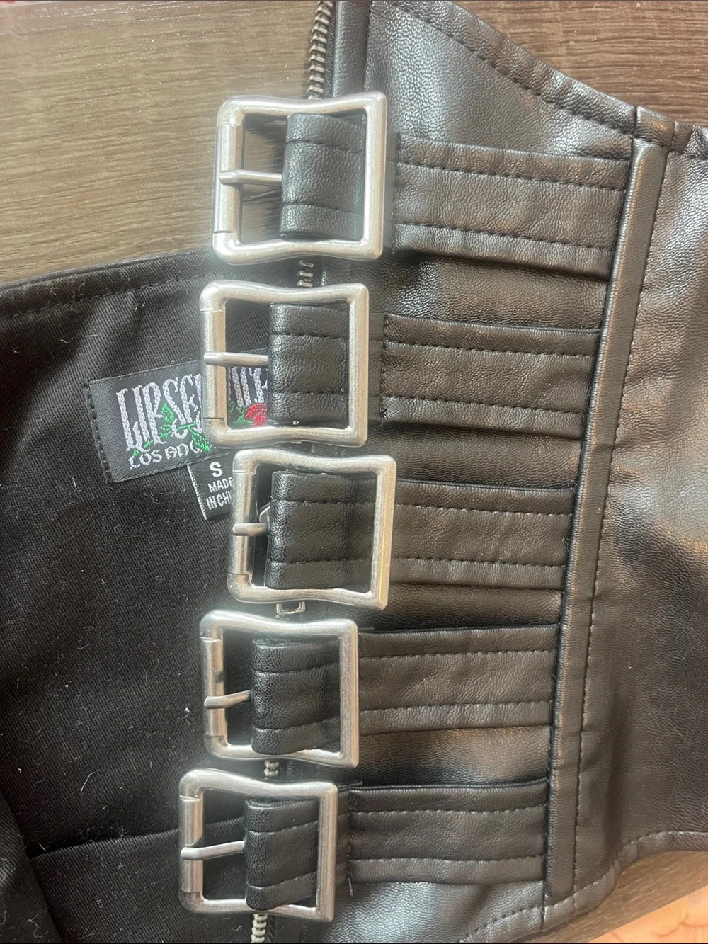 Lip Service Black corset with Silver Buckle Straps